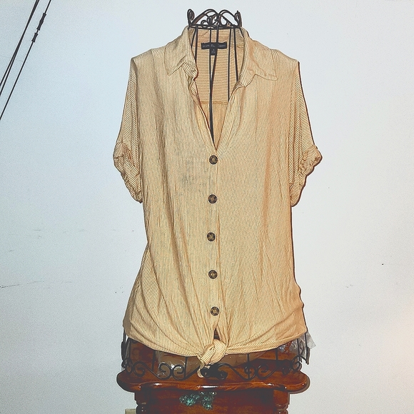 Kim & Cami size large pinstriped blouse - Picture 2 of 7